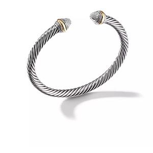David Yurman 5 mm Diamond Dome Cable Two Tone Silver/14k Gold